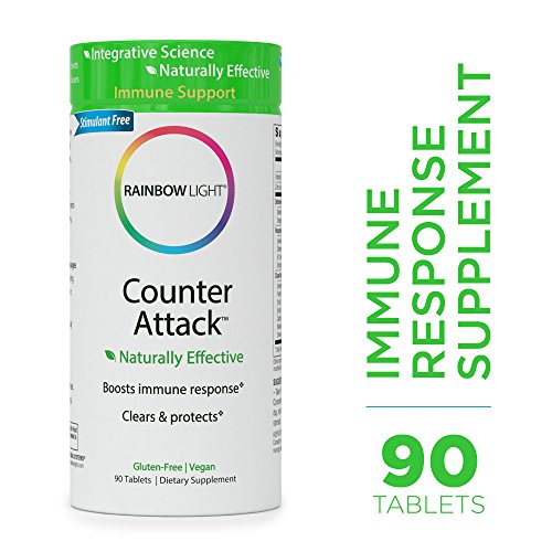Rainbow Light - Counter Attack - Vitamin C and Zinc Supplement; Vegan and Gluten-Free; Herbal Blend Provides Immune Support, Boosts Immune System Health and Response - 90 Tablets