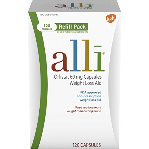 alli Diet Pills for Weight Loss, Orlistat 60 mg Capsules, Refill Pack 120 count