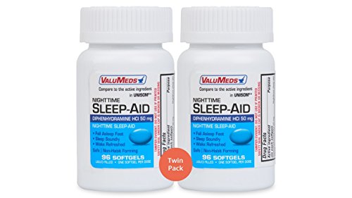 ValuMeds Nighttime Sleep Aid (Twin Pack - 192 Softgels) Diphenhydramine HCl, 50 mg | Supports Deeper, Restful Sleeping for Men, Women (Compare to Active Ingredient in Unisom SleepGels)