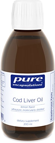 Pure Encapsulations - Cod Liver Oil - Molecularly Distilled with Naturally Occurring Vitamin A & D - Lemon Flavor - 200 ml (6.76 fl oz)