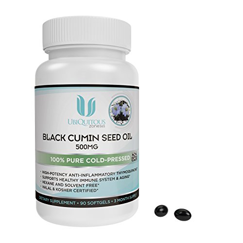 Black Cumin Seed Oil Capsules - 500mg / 90 SoftGel Capsules. Antioxidant, Weight Loss, Liver Health and Increased Immunity. Cold Pressed, Naturally Sourced Supplement. 3-month Supply Zone-365
