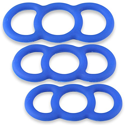 Cock Rings LeLuv EYRO Slippery Blue Silicone Erectile Dysfunction .8 Inch Through 1 Inch Unstretched Diameter 3 Pack Sampler