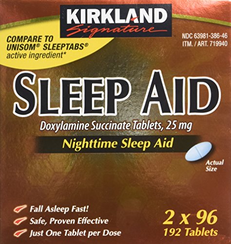 Kirkland Signature Sleep Aid Doxylamine Succinate 25 Mg, 2 pack (192 Tablets)