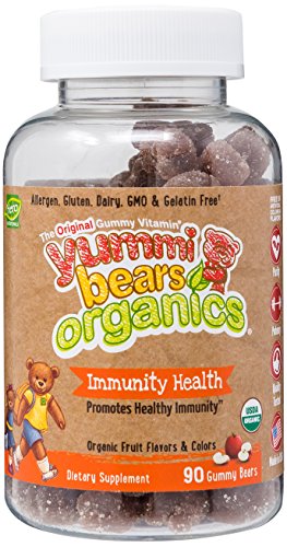 Yummi Bears Organics Immunity Health Gummy Vitamin Supplement for Kids, 90 Gummy Bears