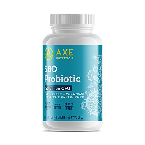 Axe Nutrition SBO Probiotic Supplement, 60 Capsules — 50 Billion CFUs* per serving, Soil-Based Organisms and Prebiotics