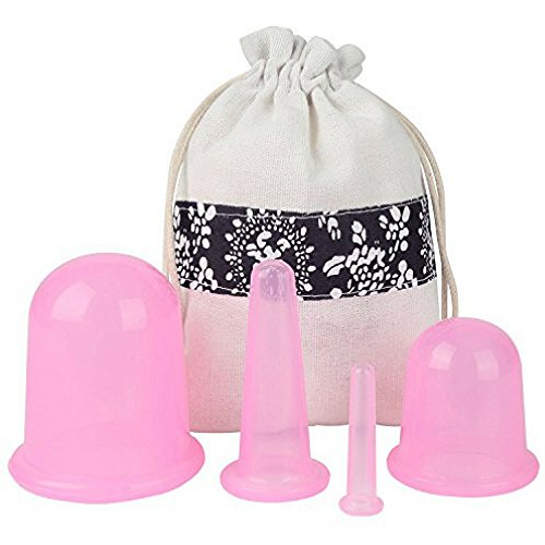 Anti-Cellulite Massage Cups - Kit of 4 Suction Vacuum Silicone Treatment Therapy Cups – Firms Tightens & Tones Skin - Helps Break Down Fat Tissue - Improves Blood Flow and Lymphatic Circulation - Venu