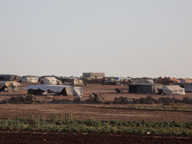 A view of tents at a refugee camp for the internally displaced Syrians in Idlib province