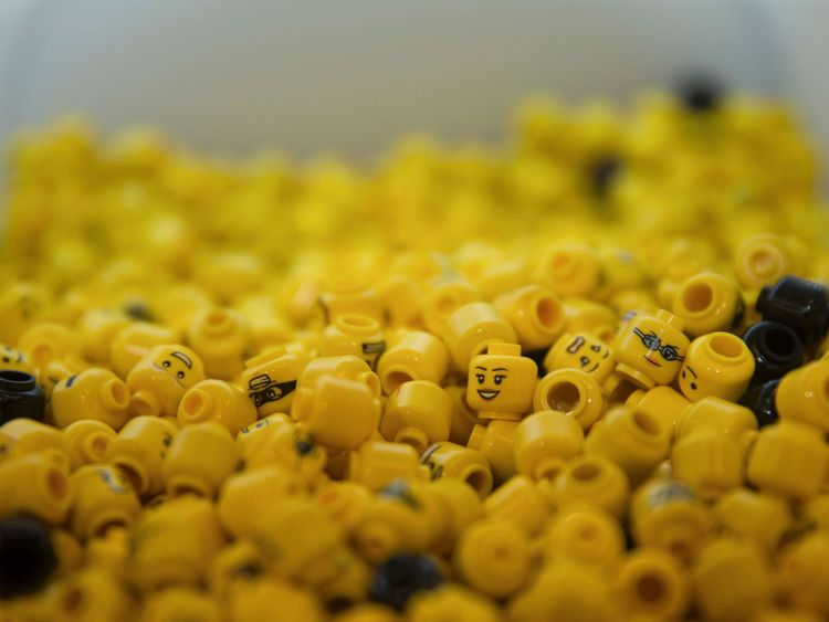 LEGO heads are pictured on display during the official opening of the new LEGO store in Leicester Square, central London in November 17, 2016. Billed as the world&#39;s largest LEGO store by the company, the new UK flagship store was officially opened on November 17 in Leicester Square. / AFP / Daniel LEAL-OLIVAS (Photo credit should read DANIEL LEAL-OLIVAS/AFP/Getty Images) 