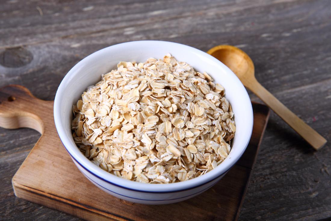 Oats in a bowl which are an iron-rich food