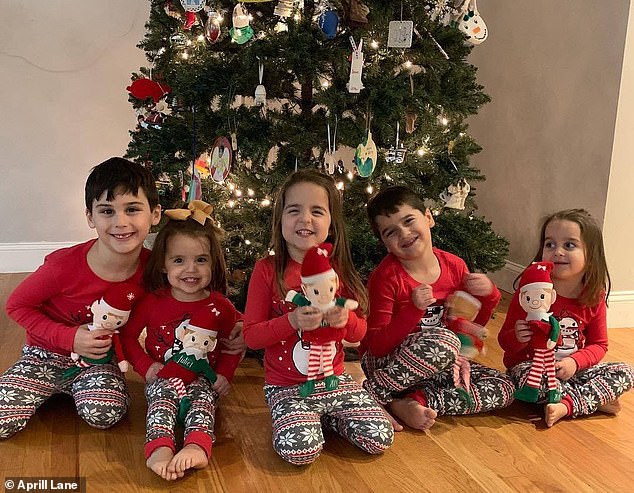 Miles, seven, was adopted from birth, Juliette, two, was a conceived spontaneously and unexpectedly and Marley, three, Mark, six and Marlee, three, were all conceived via IVF (left to right)