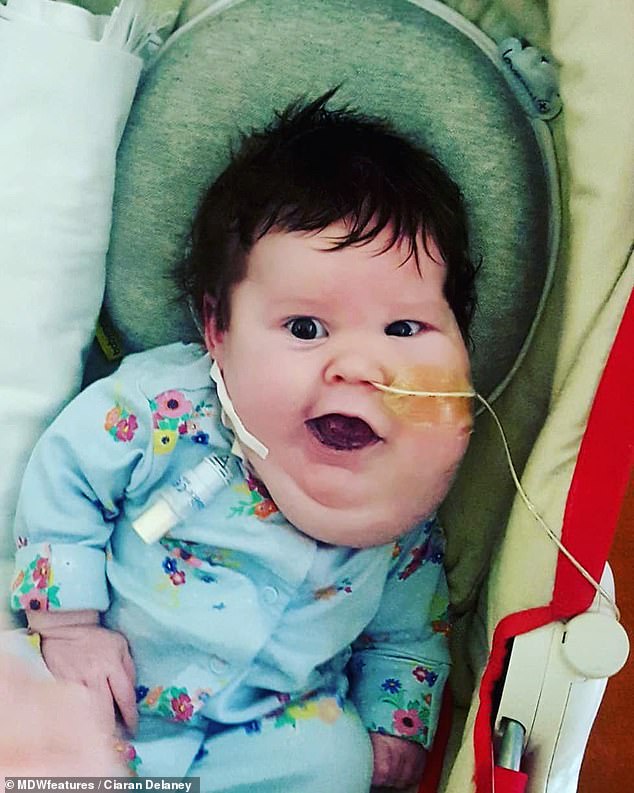 Katie Nolan and her husband Ciaran Delaney, both 31, were warned to prepare for the worst when Evie (pictured) was born in December