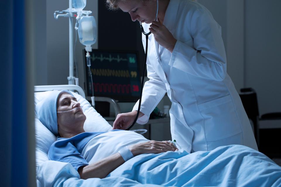 Doctor examining sick woman