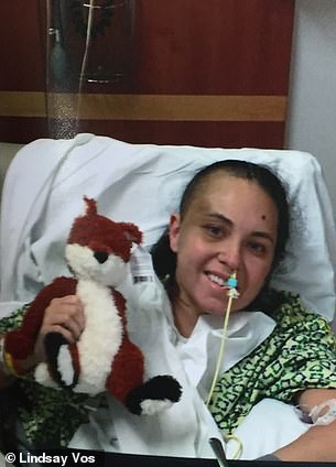Despite having lost mobility on her left side, Lindsay was all smiles as soon as her breathing tube was removed