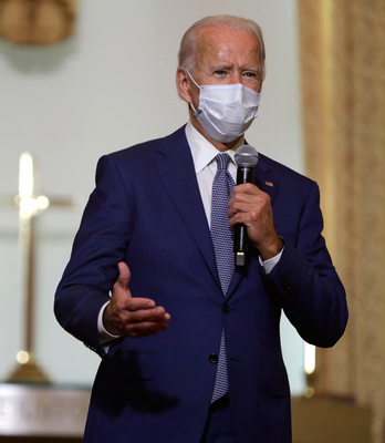 Speech: Joe Biden at the Grace Lutheran Church in Kenosha, Wisconsin, yesterday. PHOTO: REUTERS/KEVIN LAMARQUE