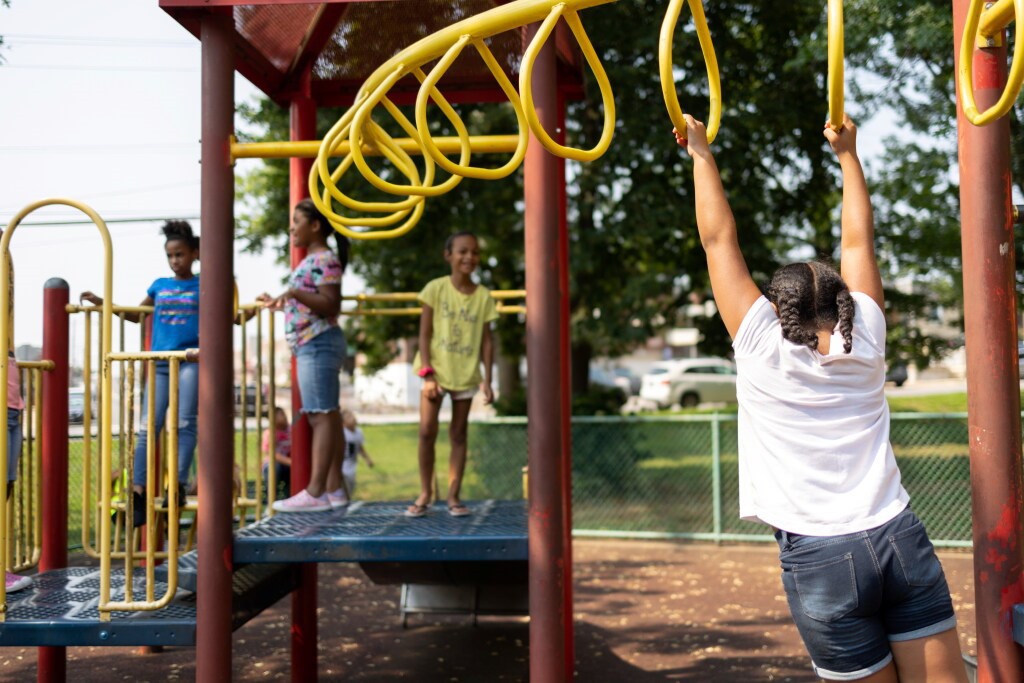 July 6 photo of children at a playground in Philadelphia.
